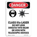 Signmission OSHA Danger Sign, Class IIIa Laser Do, 14in X 10in Decal, 10" W, 14" H, Portrait OS-DS-D-1014-V-1416